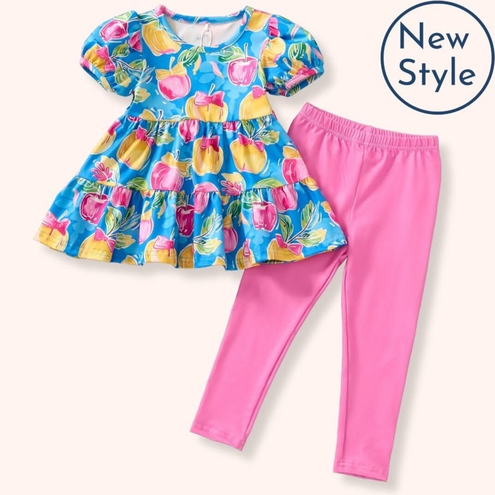 Floral Kids Matching Set - Blue and Pink